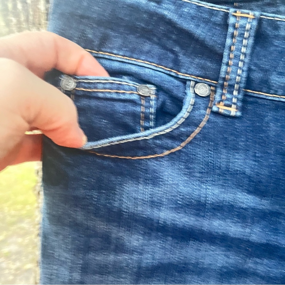 BKE DENIM STELLA 25 R DARK WASH BLUE JEANS GUC FIVE POCKET LOW RISE STRAIGHT LEG - Picture 4 of 10